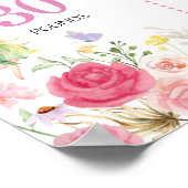 ピンクのフローラ妖精1stバースデーマイルストーンサイン ポスター (角)