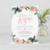 ピンクのフローラ宗教彼が復活したイースターブランチ 招待状 (スタンド正面)