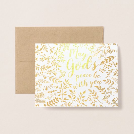 ピンクのフローラ宗教的な神の心地よいあなた悔やみや弔慰 箔カード (封筒付き正面)