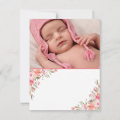 ピンクのフローラ宗教的クロスフォト サンキューカード (裏面)