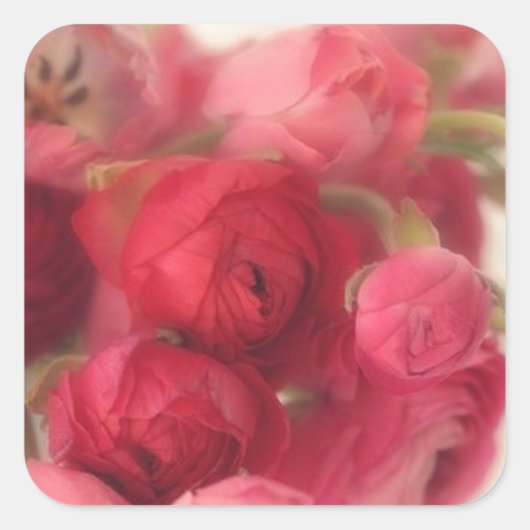 ピンクのフローラ封筒用シールとシール スクエアシール (正面)