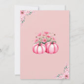 ピンクのフローラ小さなかぼちゃの女の子シャワー 招待状 (裏面)