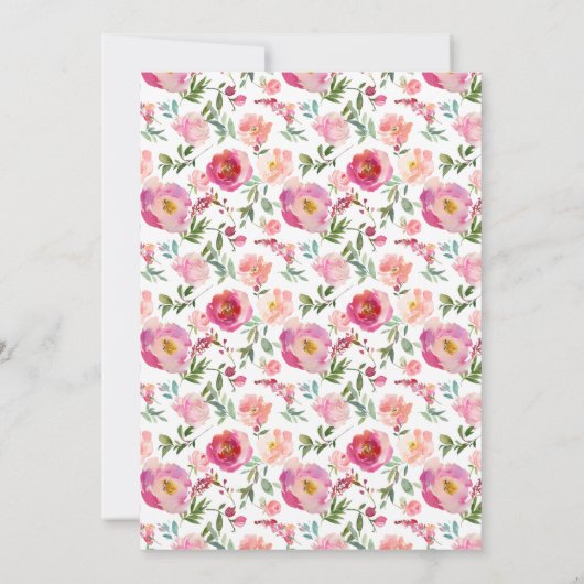 ピンクのフローラ小さなワイルドフラワーの水の色シャワー 招待状 (裏面)