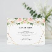 ピンクのフローラ幾何学的ウェディングレセプターカード 出欠カード (スタンド正面)