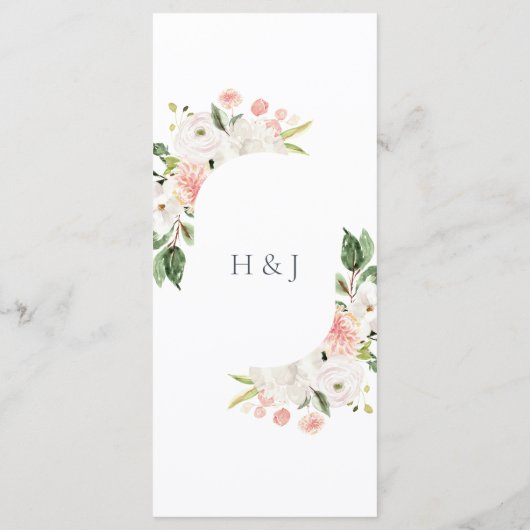 ピンクのフローラ庭園の結婚式メニュー メニュー (裏面)