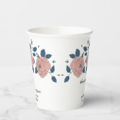 ピンクのフローラ庭園の結婚式記念日のパーソナライズ 紙コップ (左)