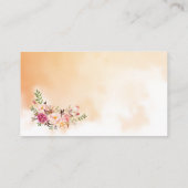 ピンクのフローラ当社のウェブサイト結婚の挿入カードを訪問 プレイスカード (裏面)