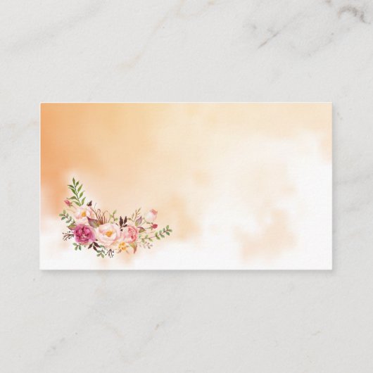 ピンクのフローラ当社のウェブサイト結婚の挿入カードを訪問 プレイスカード (裏面)