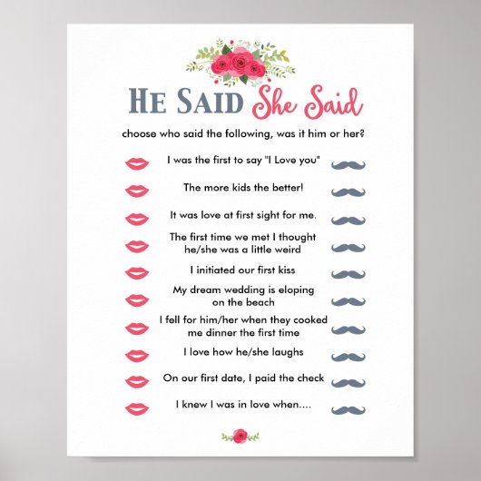 ピンクのフローラ彼は彼女はゲームを言った ポスター (正面)