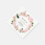 ピンクのフローラ彼与えは私蝶ブライダルシャワー スタンダードカクテルナプキン (角)