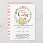 ピンクのフローラ応援Aベビーは赤ちゃんシャワーを醸造している 招待状 (正面/裏面)