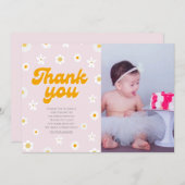 ピンクのフローラ恋しく思少しonederfulの誕生日 サンキューカード (正面/裏面)