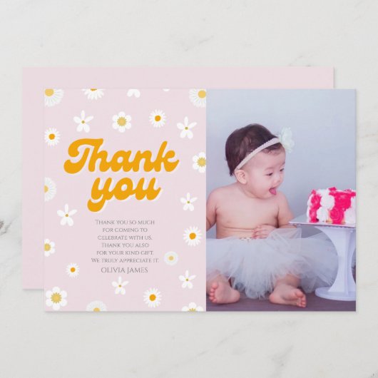 ピンクのフローラ恋しく思少しonederfulの誕生日 サンキューカード (正面/裏面)