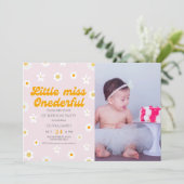 ピンクのフローラ恋しく思少しonederfulの誕生日 招待状 (スタンド正面)