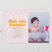 ピンクのフローラ恋しく思少しonederfulの誕生日 招待状 (正面/裏面)