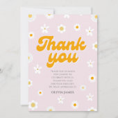 ピンクのフローラ恋しく思少しonederful最初の誕生日 サンキューカード (正面)