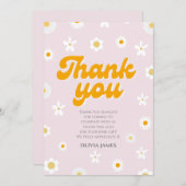 ピンクのフローラ恋しく思少しonederful最初の誕生日 サンキューカード (正面/裏面)