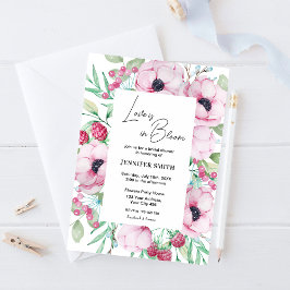 ピンクのフローラ愛が開花ブライダルシャワー 招待状