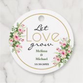 ピンクのフローラ愛の成長結婚に感謝の気持ち フェイバータグ (裏面)