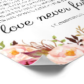 ピンクのフローラ愛は決して失敗しない1コリント徴候 ポスター (角)