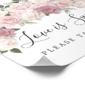 ピンクのフローラ愛は甘結婚いデザートバーのサイン ポスター (角)