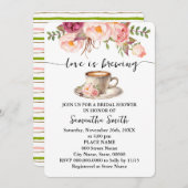 ピンクのフローラ愛は醸造ブライダルシャワーコーヒー 招待状 (正面/裏面)