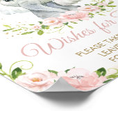 ピンクのフローラ愛らしい象の願いベビーサイン ポスター (角)