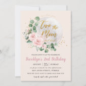 ピンクのフローラ愛2月2日の誕生日 招待状 (正面)