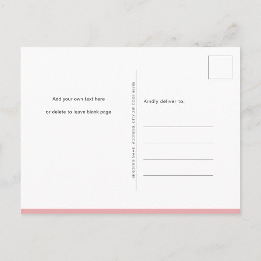 ピンクのフローラ我々は心待ちできる女の子の赤ちゃんシャワー インビテーションポストカード (裏面)