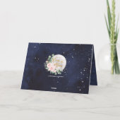 ピンクのフローラ我々は月の女の子の赤ちゃんシャワー上にある サンキューカード (裏面)