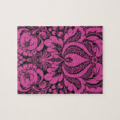 ピンクのフローラ抽象芸術アート ジグソーパズル (横)