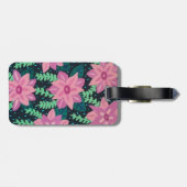 ピンクのフローラ抽象芸術オン黒 ラゲッジタグ (裏面横)