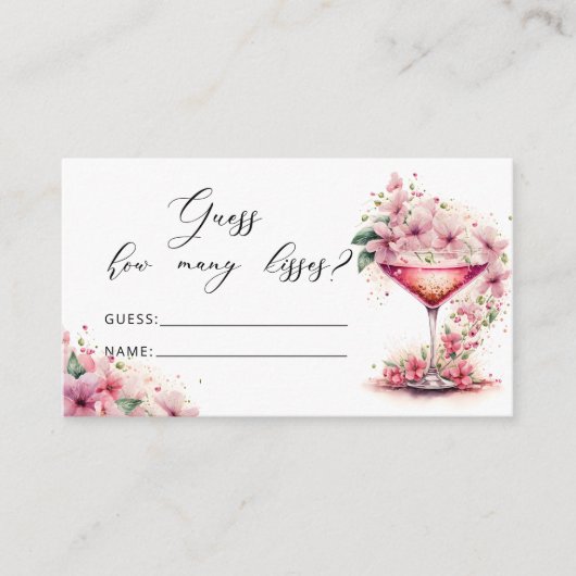 ピンクのフローラ推測いくつのキスブライダルゲーム エンクロージャーカード (正面)
