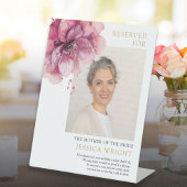 ピンクのフローラ救は座席の写真を結婚予約 台座サイン