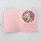 ピンクのフローラ数々のフォト誕生日 カード (内部)