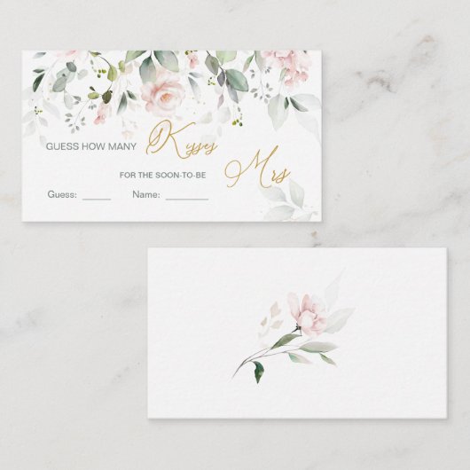 ピンクのフローラ数ゲームを推測するキス エンクロージャーカード (正面/裏面)