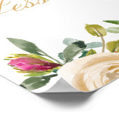 ピンクのフローラ文字列ライト白結婚の歓迎 ポスター (角)