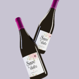 ピンクのフローラ日付を保存するワインラベル ワインラベル
