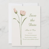 ピンクのフローラ日付カードの保存 セーブザデート (正面)