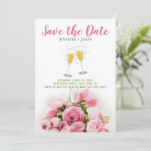 ピンクのフローラ日付ポストカードのテンプレートを保存 招待状 (スタンド正面)