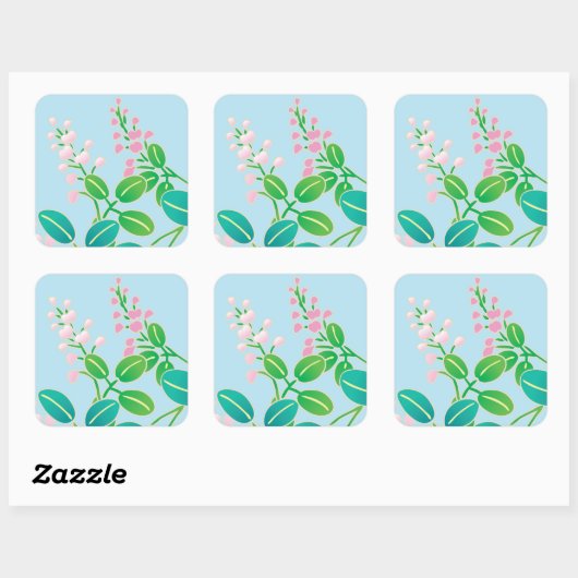 ピンクのフローラ日本のの着物パターン スクエアシール (シート)