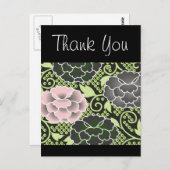 ピンクのフローラ日本のの着物パターン ポストカード (正面/裏面)