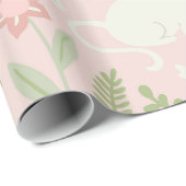 ピンクのフローラ春バンニー ラッピングペーパー (ロールコーナー)