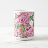 ピンクのフローラ春開花 コーヒーマグカップ (中央)