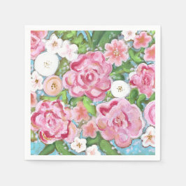 ピンクのフローラ春開花 スタンダードカクテルナプキン
