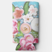 ピンクのフローラ春開花 スリム缶クーラー (正面)