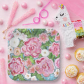 ピンクのフローラ春開花 ペーパープレート (パーティー)