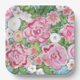 ピンクのフローラ春開花 ペーパープレート