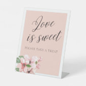 ピンクのフローラ書道の愛は甘いサイン 台座サイン (正面)