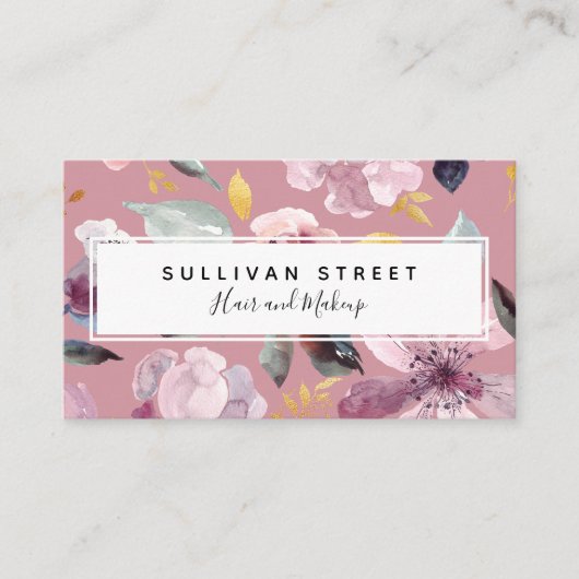 ピンクのフローラ書 名刺 (正面)